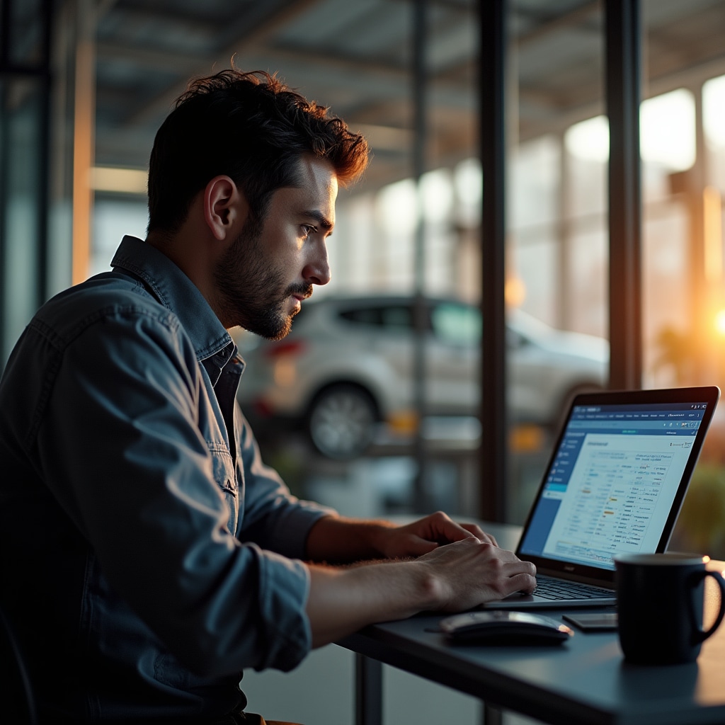 Malý autoservis s jedným mechanikom používajúcim softvér